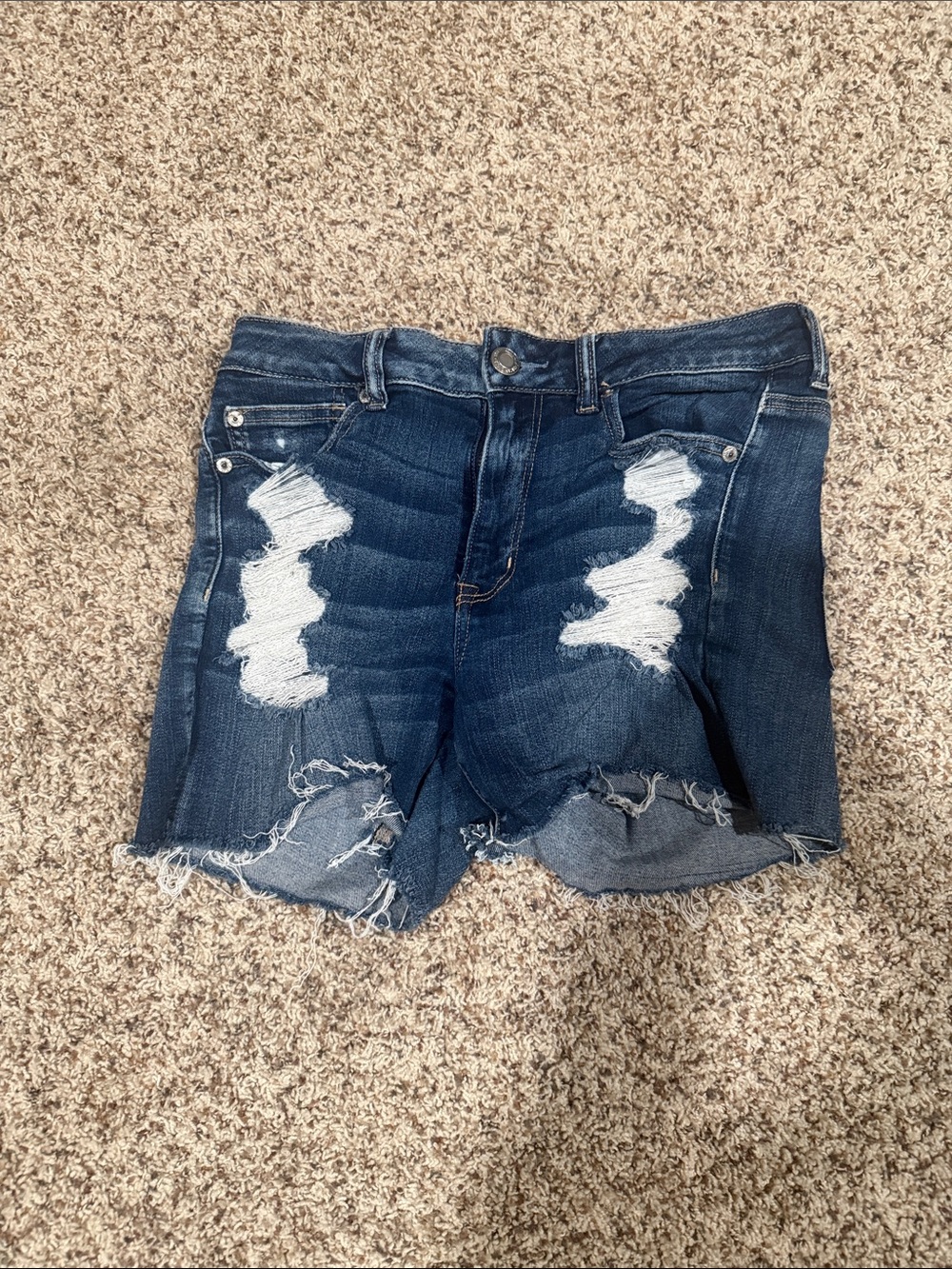 American Eagle Outfitters Distressed Dark Blue Denim Cutoff Shorts